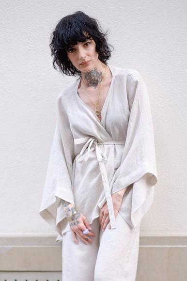 KIMONO LNIANE KRÓTKIE: NATURALNY